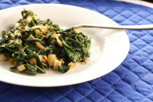 bowl of sauteed collards